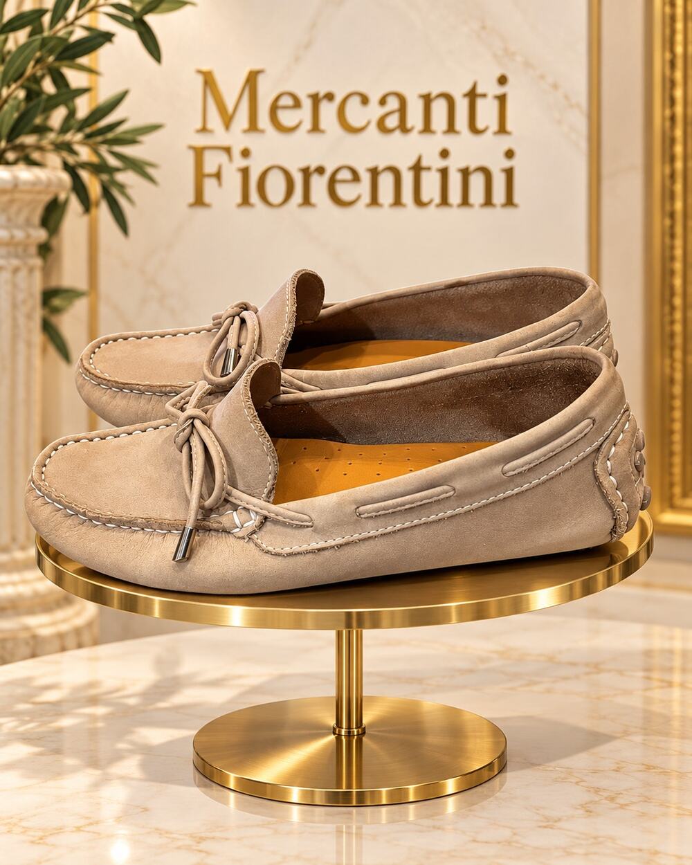 Mercanti Fiorentini MF-3200 Beige Leather Driving Loafers Women’s 6B